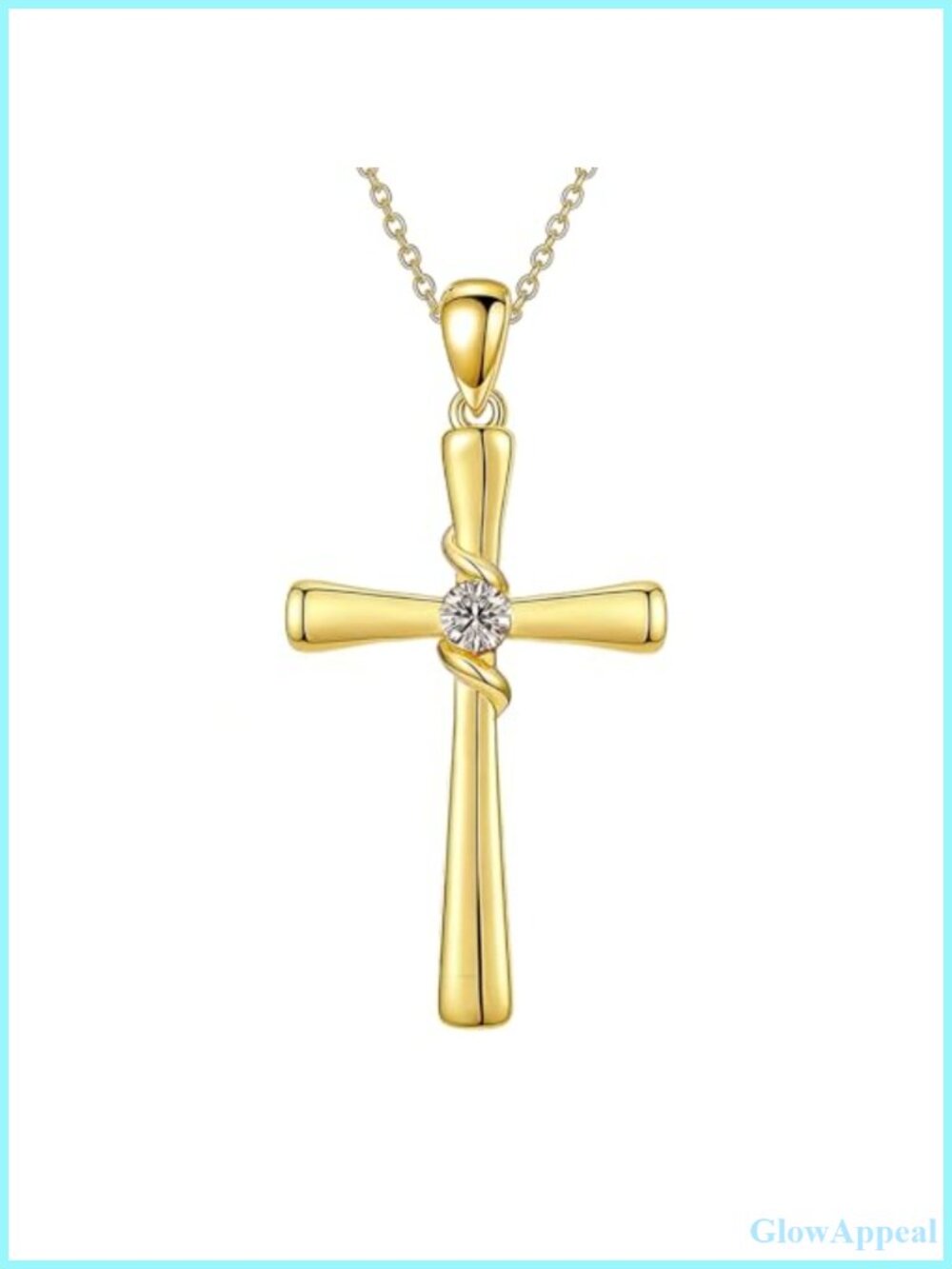 18K Gold Plated Cross Necklace Women Hypoallergenic Christian Pendant
